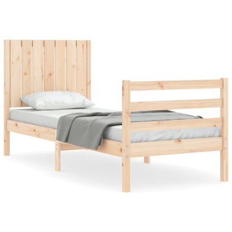 vidaXL Estructura de cama individual con cabecero madera maciza