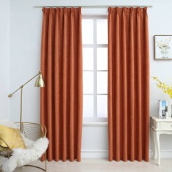 vidaXL Cortinas opacas con ganchos 2 piezas color óxido 140x175 cm