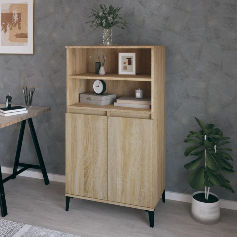 vidaXL Aparador alto madera contrachapada color roble 60x36x110 cm vidaXL Aparador alto madera contrachapada color roble 60x36x110 cm