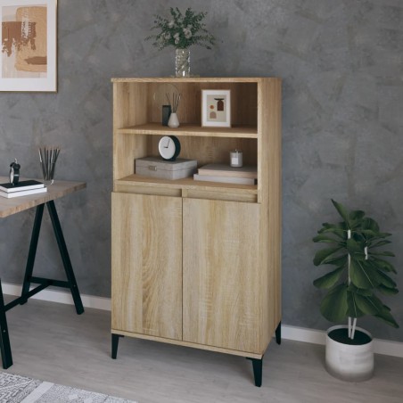 vidaXL Aparador alto madera contrachapada color roble 60x36x110 cm