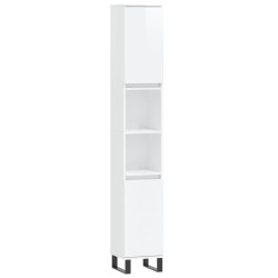vidaXL Armario de baño madera contrachapada blanco brillo 30x30x190 cm