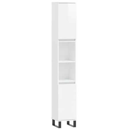 vidaXL Armario de baño madera contrachapada blanco brillo 30x30x190 cm