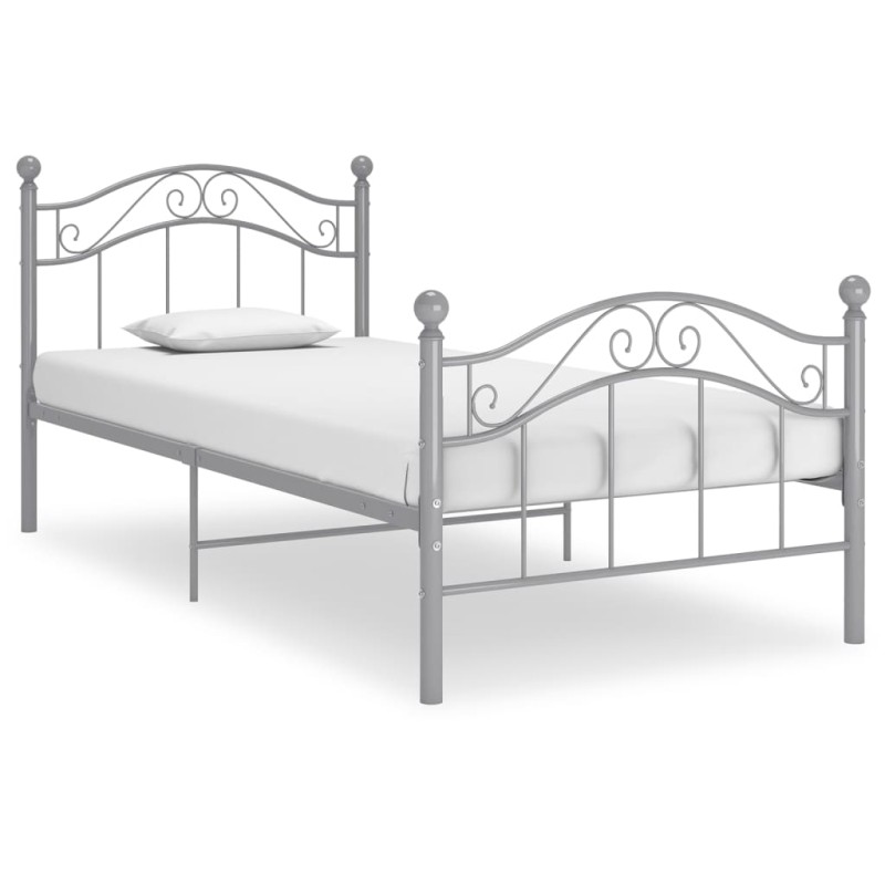 vidaXL Estructura de cama de metal gris 90x200 cm