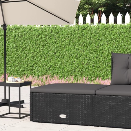 vidaXL Taburete de jardín con cojín ratán sintético negro