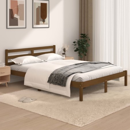 vidaXL Estructura de cama madera maciza de pino marrón miel 120x190 cm