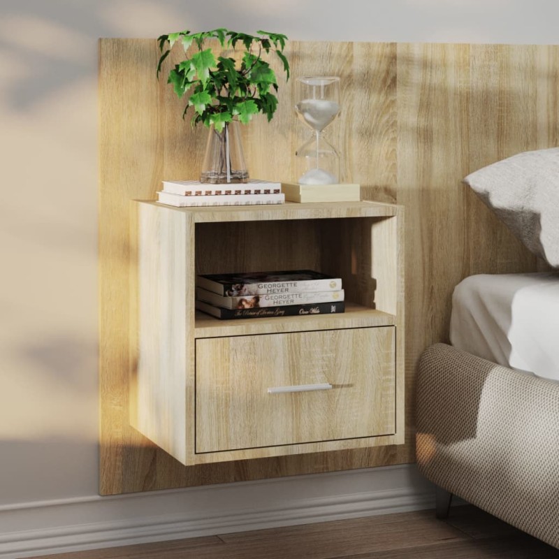 vidaXL Mesita de noche de pared roble Sonoma vidaXL Mesita de noche de pared roble Sonoma