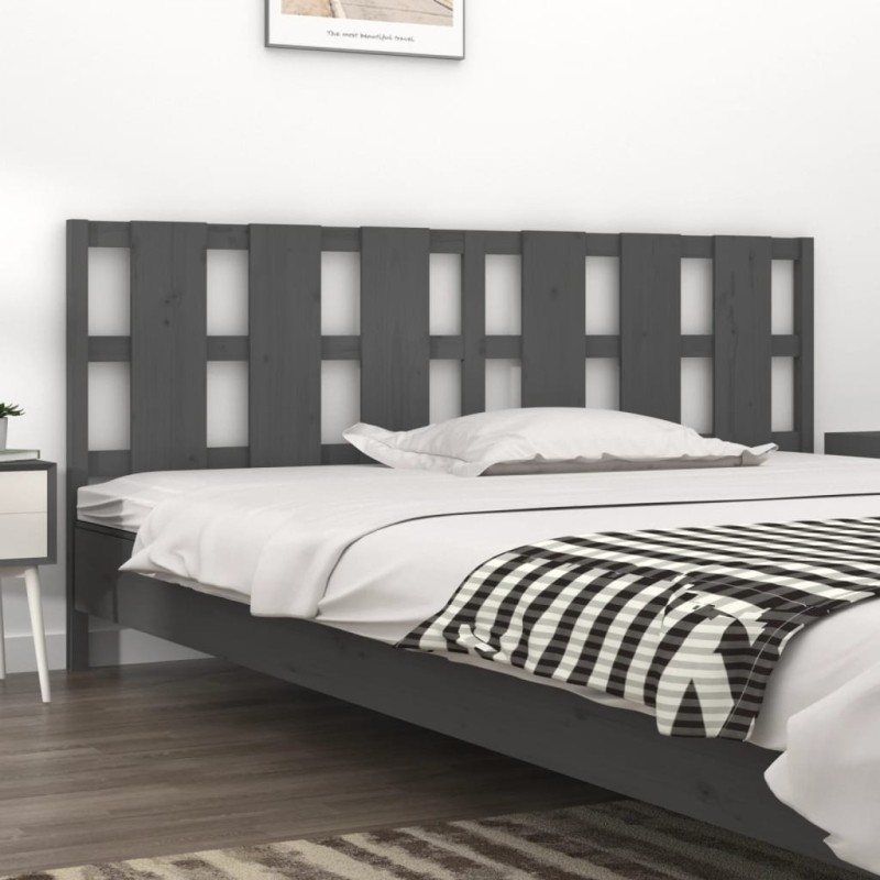 vidaXL Cabecero de cama madera maciza de pino gris 205,5x4x100 cm vidaXL Cabecero de cama madera maciza de pino gris 205,5x4x100 cm