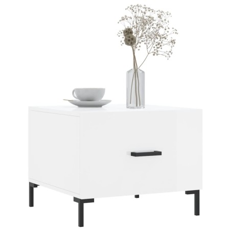 vidaXL Mesa de centro madera de ingeniería brillo blanco 50x50x40 cm