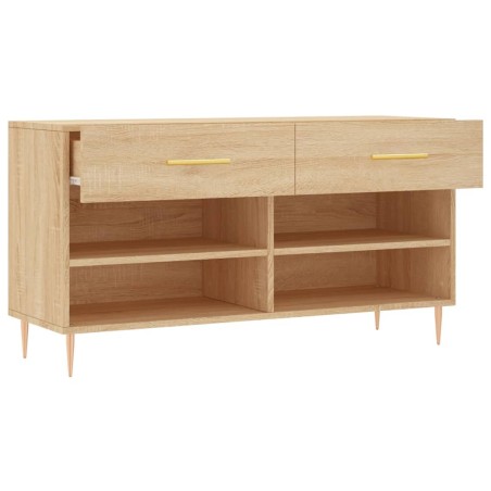 vidaXL Banco zapatero madera de ingeniería roble Sonoma 102x35x55 cm