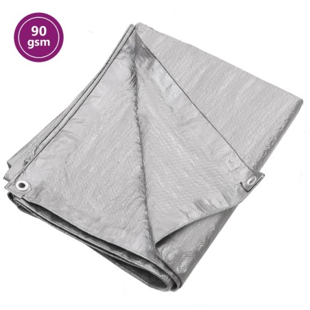vidaXL Lona HDPE gris 90 g/m² 8x10 m