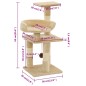 vidaXL Rascador para gatos con postes de sisal 65 cm beige vidaXL Rascador para gatos con postes de sisal 65 cm beige