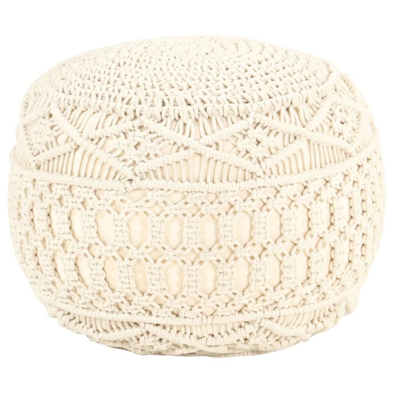 vidaXL Puf de macramé hecho a mano algodón 45x30 cm vidaXL Puf de macramé hecho a mano algodón 45x30 cm