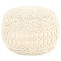 vidaXL Puf de macramé hecho a mano algodón 45x30 cm vidaXL Puf de macramé hecho a mano algodón 45x30 cm