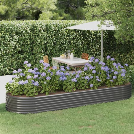vidaXL Jardinera arriate acero recubrimiento polvo gris 322x100x36 cm