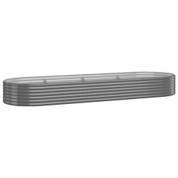 vidaXL Jardinera arriate acero recubrimiento polvo gris 322x100x36 cm