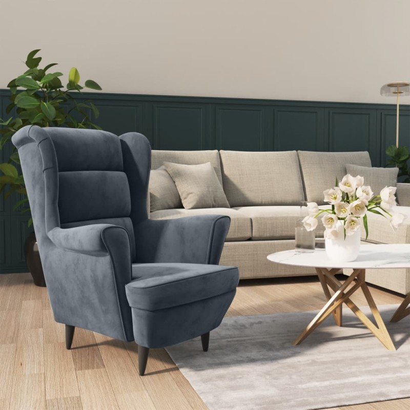 vidaXL Sillón de terciopelo gris oscuro