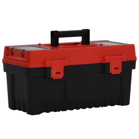 vidaXL Set de cajas de herramientas 2 pzas polipropileno negro y rojo