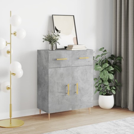 vidaXL Aparador de madera de ingeniería gris hormigón 69,5x34x90 cm