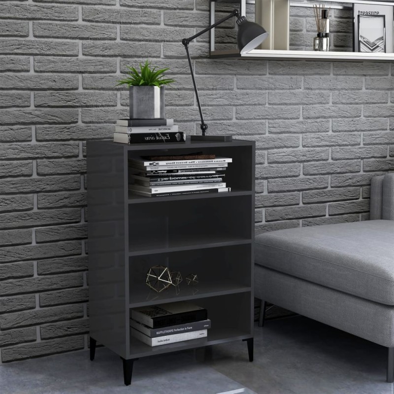 vidaXL Aparador de madera contrachapada gris brillante 57x35x90 cm vidaXL Aparador de madera contrachapada gris brillante 57x35x90 cm