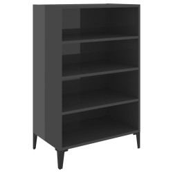 vidaXL Aparador de madera contrachapada gris brillante 57x35x90 cm