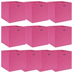 vidaXL Cajas de almacenaje 10 uds tela rosa 32x32x32 cm