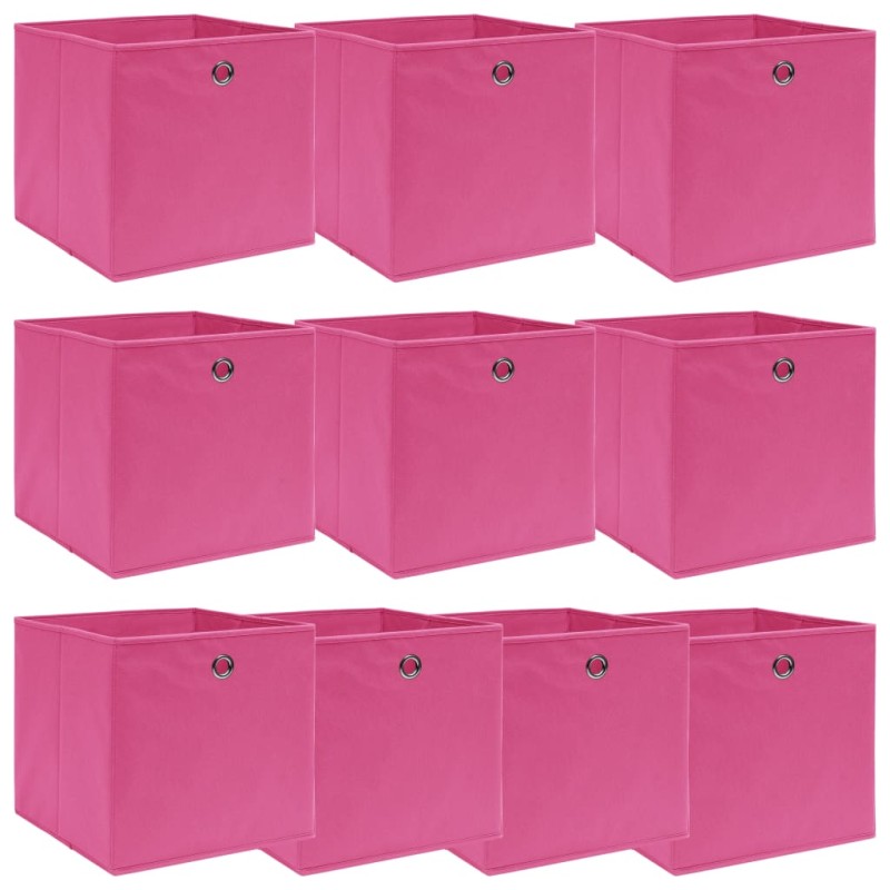 vidaXL Cajas de almacenaje 10 uds tela rosa 32x32x32 cm