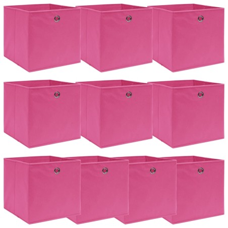 vidaXL Cajas de almacenaje 10 uds tela rosa 32x32x32 cm