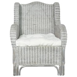 vidaXL Sofá con cojín ratán natural gris y lino