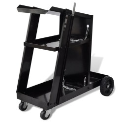 vidaXL Carro de soldadura negro con 3 estantes organizador de taller 