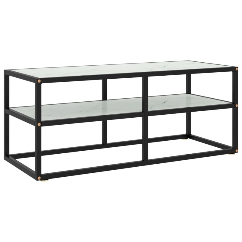 vidaXL Mueble para TV negro con vidrio de mármol blanco 100x40x40 cm vidaXL Mueble para TV negro con vidrio de mármol blanco 100x40x40 cm