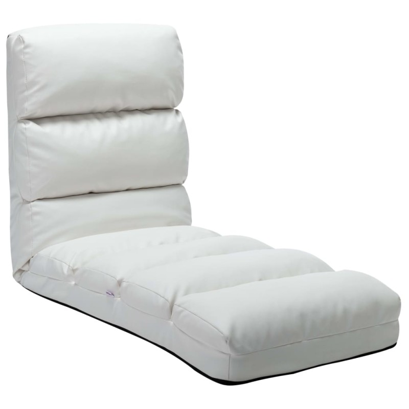 vidaXL Tumbona de suelo plegable de cuero sintético blanco vidaXL Tumbona de suelo plegable de cuero sintético blanco