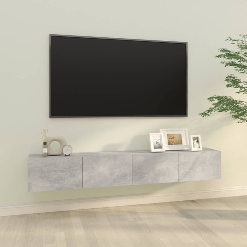 vidaXL Mueble TV de pared 2 uds madera contrachapada gris 100x30x30cm vidaXL Mueble TV de pared 2 uds madera contrachapada gris 100x30x30cm