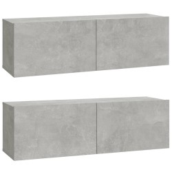 vidaXL Mueble TV de pared 2 uds madera contrachapada gris 100x30x30cm