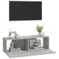 vidaXL Mueble TV de pared 2 uds madera contrachapada gris 100x30x30cm vidaXL Mueble TV de pared 2 uds madera contrachapada gris 100x30x30cm
