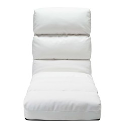 vidaXL Tumbona de suelo plegable de cuero sintético blanco