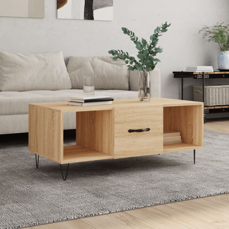 vidaXL Mesa de centro madera contrachapada roble Sonoma 102x50x40 cm vidaXL Mesa de centro madera contrachapada roble Sonoma 102x50x40 cm