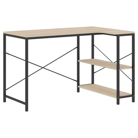 vidaXL Escritorio de ordenador contrachapada negro y roble 110x72x70cm