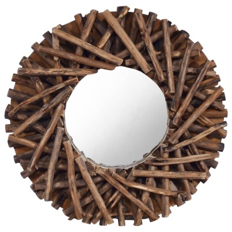 vidaXL Espejo de pared redondo teca 40 cm