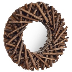 vidaXL Espejo de pared redondo teca 40 cm