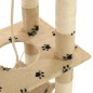 vidaXL Rascador para gatos con poste de sisal 140 cm huellas beige vidaXL Rascador para gatos con poste de sisal 140 cm huellas beige