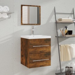 vidaXL Armario de baño con espejo color roble ahumado 41x38,5x48 cm 