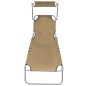 vidaXL Tumbona plegable con parasol de acero gris topo vidaXL Tumbona plegable con parasol de acero gris topo