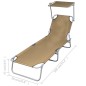 vidaXL Tumbona plegable con parasol de acero gris topo vidaXL Tumbona plegable con parasol de acero gris topo