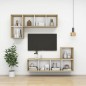 vidaXL Mueble TV pared madera contrachapada blanco roble 37x37x142,5cm