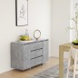vidaXL Aparador con 3 cajones contrachapado gris hormigón 120x41x75 cm vidaXL Aparador con 3 cajones contrachapado gris hormigón 120x41x75 cm