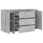 vidaXL Aparador con 3 cajones contrachapado gris hormigón 120x41x75 cm vidaXL Aparador con 3 cajones contrachapado gris hormigón 120x41x75 cm