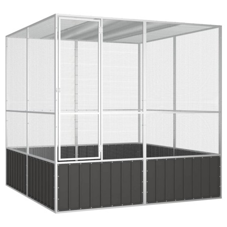 vidaXL Jaula pájaros acero galvanizado antracita 213,5x217,5x211,5 cm