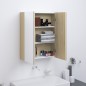 vidaXL Armario de espejo de baño MDF blanco y roble 60x15x75 cm vidaXL Armario de espejo de baño MDF blanco y roble 60x15x75 cm