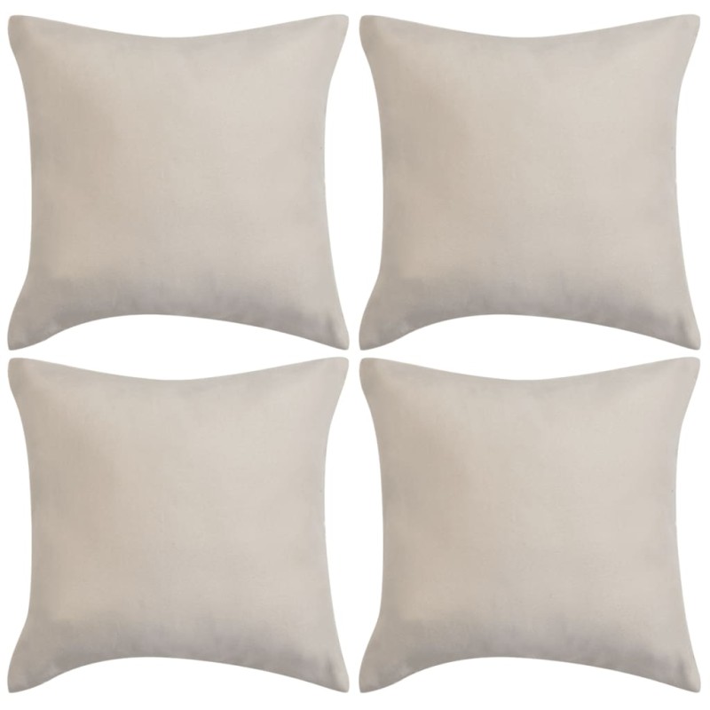 vidaXL Fundas de cojín 4 uds 40x40cm poliéster gamuza beige vidaXL Fundas de cojín 4 uds 40x40cm poliéster gamuza beige