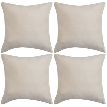 vidaXL Fundas de cojín 4 uds 40x40cm poliéster gamuza beige